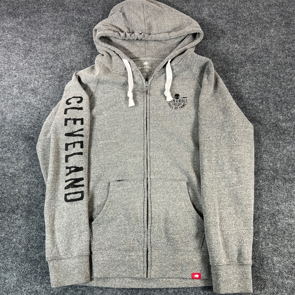 Sportiqe Cleveland Rock‎ and Roll Hall of Fame Grey Zip Up Hoodie Men's 2X READ